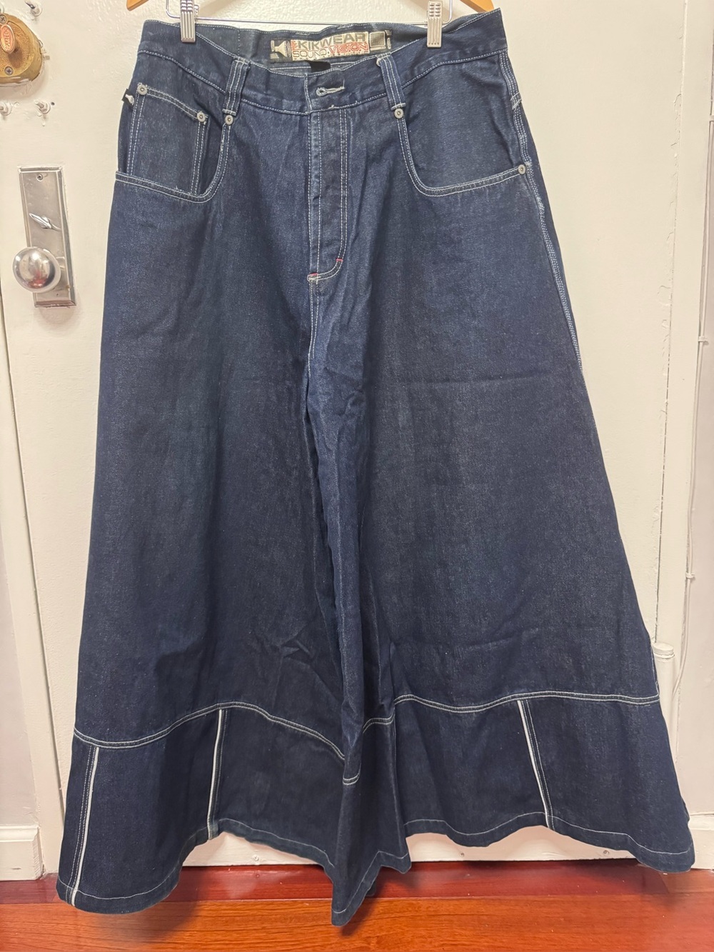 Wide-Leg Dark Blue Denim Jeans for Men